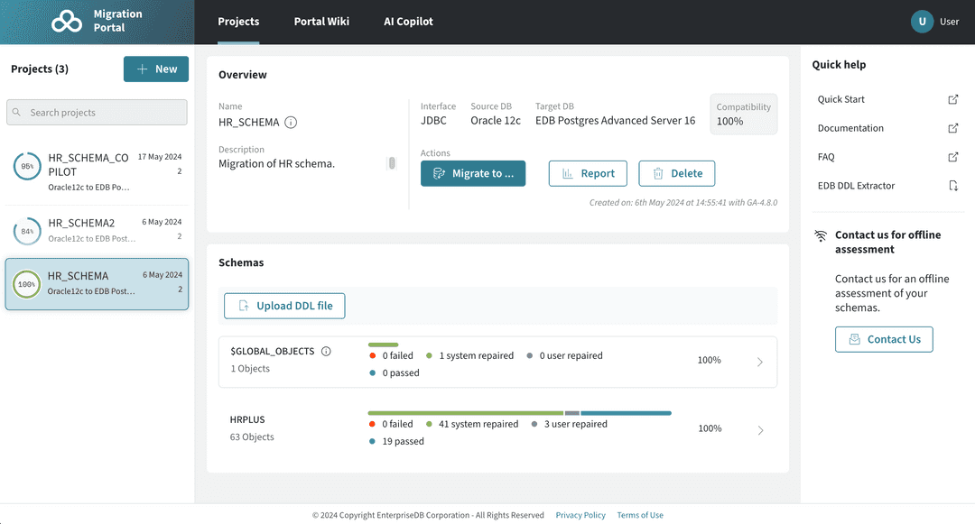 The Migration Portal home page.